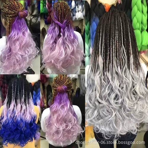 Wholesale 24''100g Ombre Black Blonde Deep Wave Jumbo Box Braids Afro Crochet Braiding Synthetic Hair Extension For women
